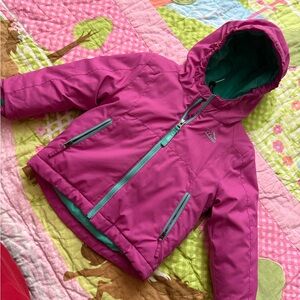 Pink Hooded Jacket with Teal Accents